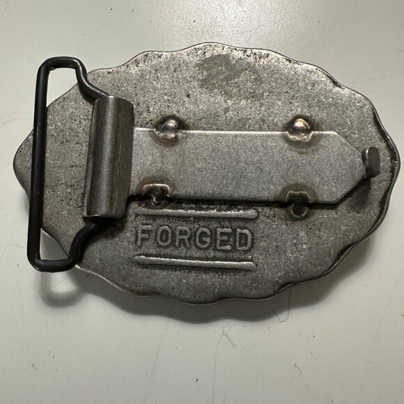 The Americans Republic Steel Bicentennial Forged 3.5 x 2.5” Silvertone Buckle - Picture 2 of 4